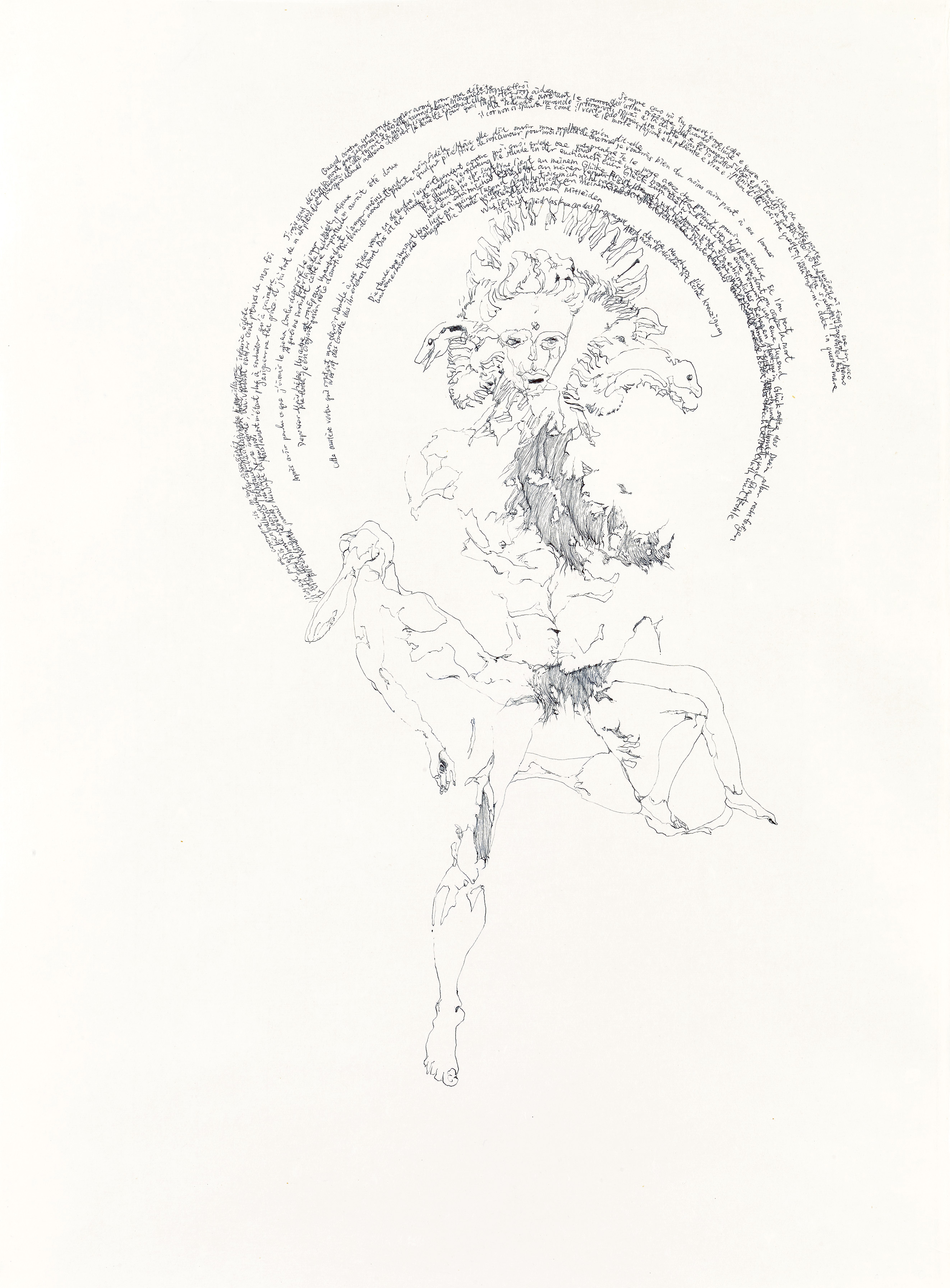 Dauntlessly - Enigma of Chimera Buddha 1, ball pen on paper, 73cm (height) x 52.5cm (width), 2015